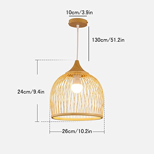 Lampe en bambou tissé main suspension E27 pour éclairage créatif doux