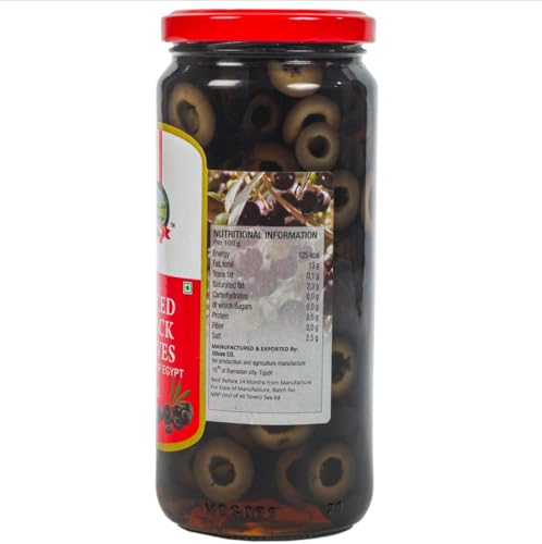 Image of CANEEN Sliced Black Olives - 450 gm (Pack of 1) Perfect for Salads, Pizzas, and Snacks | Fresh and Delicious | Ready to Eat