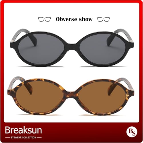 نظارات شمسية كلاسيكية بيضاوية للنساء والرجال، نظارات شمسية كلاسيكية بنمط التسعينيات نظارات شمسية عصرية ملونة للحماية من الاشعة فوق البنفسجية 400 (قطعتان)