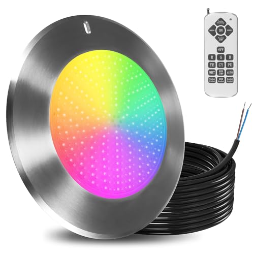 Goldlife 10Inch Large Pool Light for Wet Niches, AC12V 60W 6000LM LED Multicolor Inground Pool Lights with 50 Foot Cord for Swimming Pools, Remote Control