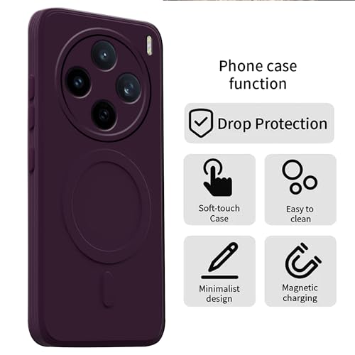 Image of amazon basics Back Cover for Vivo X200T 5G Soft Matte Silicone Mag-Safe Design (Mag-Safe Not Support) Camera Protection | Slim Fit Bumper Cover (Purple)