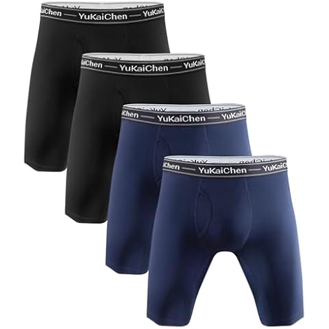 YuKaiChen Men's Pouch Underwear Long Soft Boxer Briefs Function Fly 4-Pack L Cover