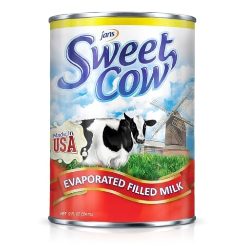 Image of Jans Sweet Cow Evaporated Filled Milk, Pack of 1, 12 Oz Canned Dairy Milk | Shelf Stable Concentrated Milk for Baking, Cooking, Coffee, Tea & Desserts, Creamy Cooking Cream & Baking Ingredients