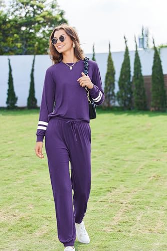 Image of Ekouaer Sweatsuits Womens Loungewear Set Tracksuit Long Sleeve Pajamas Set with Pockets 2 Piece Outfits Lounge Sets
