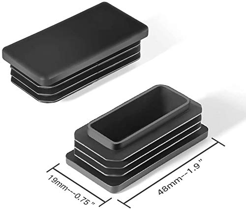 Image of 8pcs 1 inch x 2 inch Black Rectangle Tubing for Plastic Plugs Anti Slip Chair Leg Caps Pipe Tubing End Cap Durable Chair Glide.