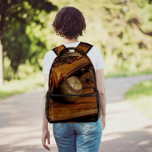 Sac à dos d'école imprimé baseball rétro multicolore grand format 29.4x20x40cm
