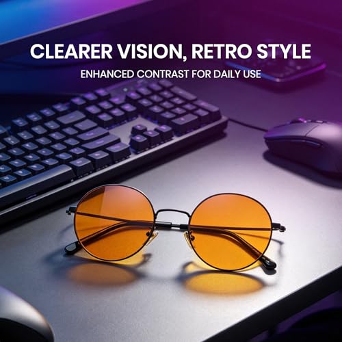 Image of Cyxus Blue Light Blocking Glasses Round Metal Frame Computer Glasses | Blue light blocking glasses featuring round metal frame, comfortable fit and versatile use for work, study and entertainment