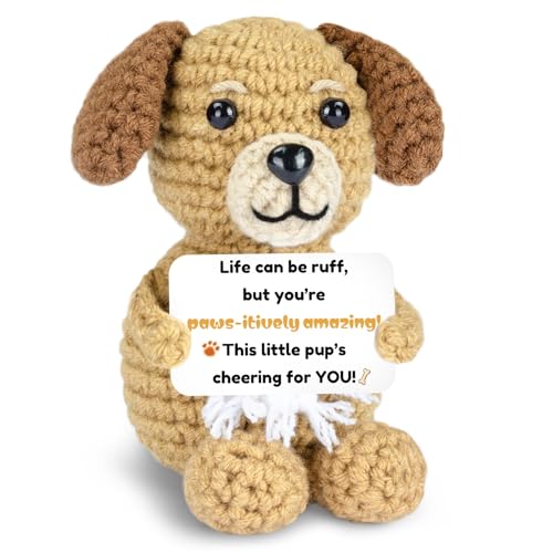 SIOTMERA Positive Crochet Dog Gifts for Women Men - Handmade Dog Crochets Animals Funny Gifts Anniversary Birthday for Friends Mom Boyfriend Girlfriend Wife Husband Coworker