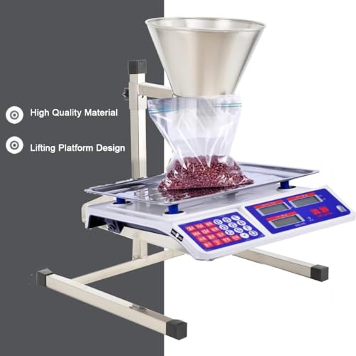 Füllmaschine mit Ständer, Manueller Spender für Flüssigkeiten und Pulver, 100 kg Kapazität Edelstahltrichter, höhenverstellbare Plattform für Industrieverpackungen