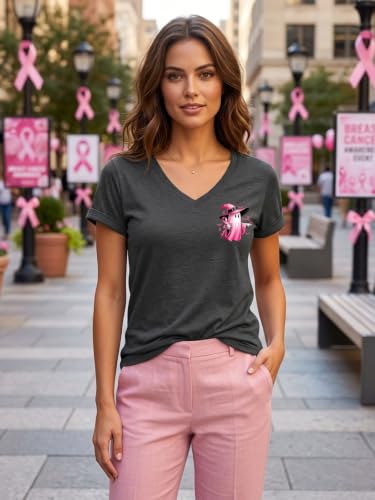 Eatbook Breast Cancer Awareness Shirt for Women Pink Halloween Ghost Tops - image 2