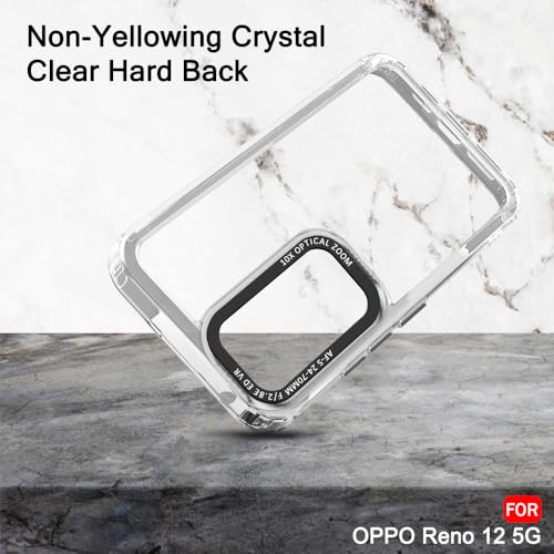 Image of TheGiftKart Hybrid Shockproof Back Cover Case for Oppo Reno 12 5G | Stylish Camera Border | Electroplated Buttons | Crystal Clear Hard Back Cover Case (TPU & PC, Transparent Bumper)