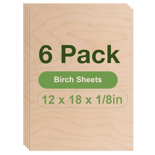ROBOTIME Tablero Madera Contrachapada 3mm Abedul A3 30×42cm 6 Piezas Tablero de Madera a Medida Para Bricolaje,Pirograbado Corte por Laser CNC Router Modelado