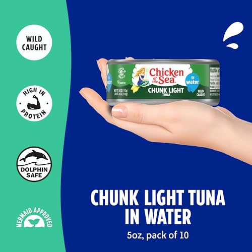 Chunk Light Tuna in Water, Wild Caught Tuna, 5-Ounce Cans (Pack of 10)