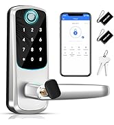 Smart Door Lock with Handle,Keyless Entry Door Lock,8-in-1 Fingerprint Door Lock with Keypad - De...
