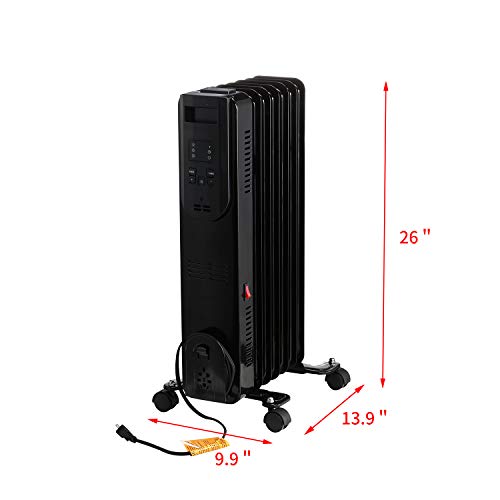 image for HYD-Parts Space Heater with Remote Control, 1500W Electric Oil Filled 