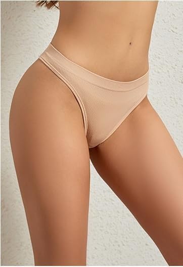 Image of LOURYN KOULYN Women's Panties Set - Multicolor Striped Cotton Thongs and G-Strings, Soft Breathable Underwear Briefs with Cozy Sports Style Design for Everyday Comfort