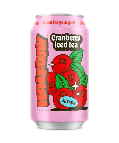 Halfday Prebiotic Cranberry Iced Tea 12-Pack - Nostalgic Flavor, Low Sugar, Incredible Taste - Paleo, Gluten Free, Drinks For Gut Health - Lightly Sweetened, Healthy Canned Iced Tea - 12 Fl Oz, 355 Ml #TOP5