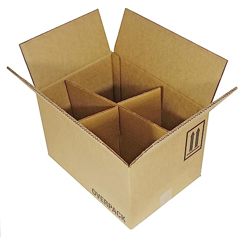 Air Sea Containers 4 x 5 Liter (1.32 Gallon) Jerrican Overpack Box (BOX ONLY) - Perfect Low Cost Solution for Shipping 5 Liter Jerricans - (Inner Dimensions: 16