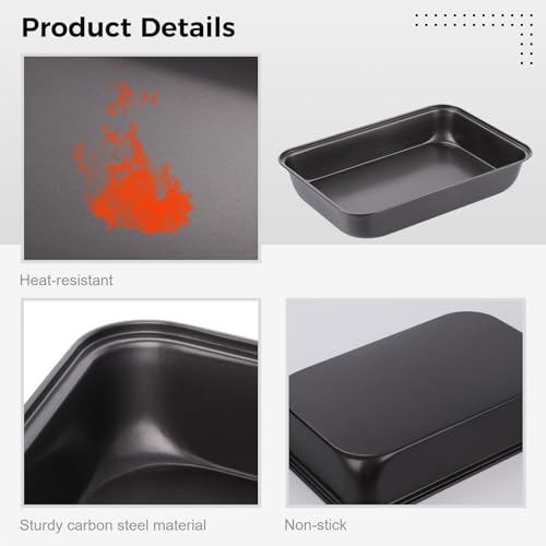 3 PCS Non-Stick Oven Baking Trays, Carbon Steel Roasting Trays, 3-Sized Deep Baking Pan Set, Stackable Home Kitchen Baking Pans, Non- Stick Bakeware Set for Meat, Bread, Cookies - Image 4