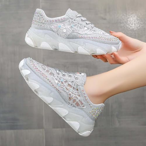 Baskets à plateforme strass femme chaussures de loisirs légères