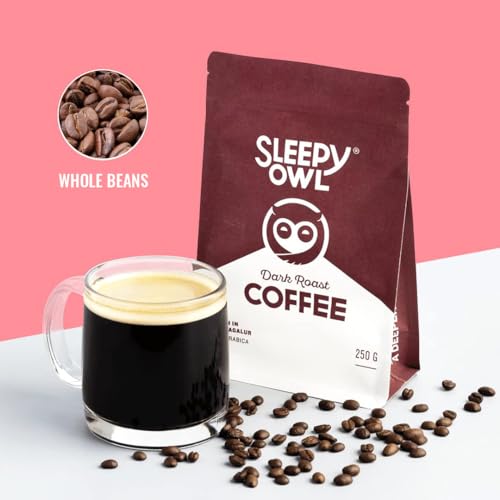 Image of Sleepy Owl Dark Roast Whole Coffee Beans Set Of 2 | 500 Gram | Roasted Whole Bean Coffee | 100% Arabica | Freshly Roasted, Packet