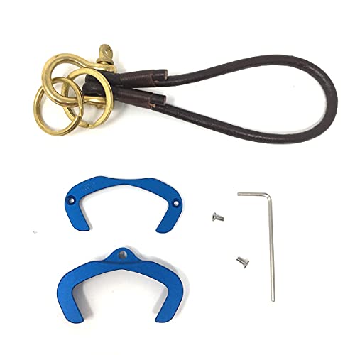 Image of Key Holder for CAN AM Spyder F3 RT RT-S ST RSi Accessory Key Hole Cover Blue with Dark Leather Strap Ver3.0