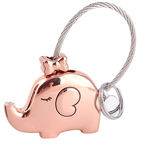 Cosanter Moda Llavero Cadena de Clave Besos de Elefantes Pequeños Coche Llaveros para Parejas Clave Cadena para Decoración del Bolsa de Coche Colgante Adornos (Oro Rosa)