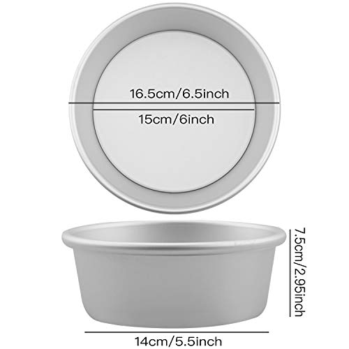 Cake Pan Baking Pan,4 Pieces Anodised Aluminium Round Cake Pans Tins For Baking Steaming Serving, Healthy & Heavy Duty, Mirror Finish & Dishwasher Safe,Leakproof & Easy Clean (6 Inch) #TOP6