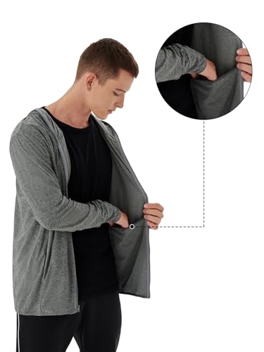 Image of Mens UPF 50+ UV Full Zip Sun Protection Hoodie Jacket With Thumb holes Cooling Lightweight Fishing Hiking Cooling Shirts men