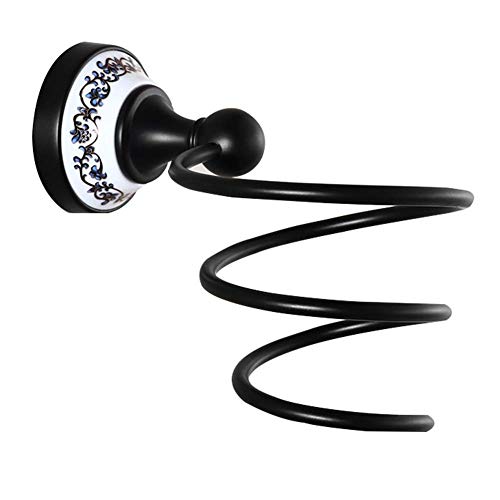 e Badezimmer Regal Rack-Wandhalterung Lagerung Haartrockner Rack-Wasserdichtes Stable Not Fade Haltbar, Messing (Farbe: schwarz, Größe: