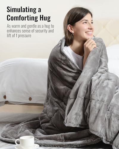 Uttermara Weighted Blanket Queen Size 15lbs 60x80 Inches, Sherpa Weighted Blankets for Adult, Soft Warm Sherpa & Cozy Fleece, Heavy Blanket for Calming and Sleep, Grey