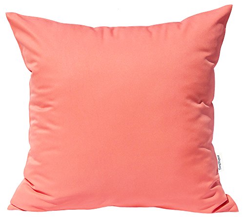Tangdepot Durable Faux Silk Solid Pillow Shams, Square Decorative Pillow Covers, Throw Pillow Covers, Indoor/Outdoor Cushion Covers Pillows Shells - (14"X14", Coral) #TOP4