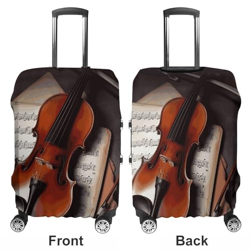 Carry on Luggage Cover Violin Sheet Music Suitcase Covers for Luggages Tsa Approved Travel Luggage Sleeve Protector Elastic Suitcase Protector Anti-Scratch Washable Fits 19-30 Inch Case -S3