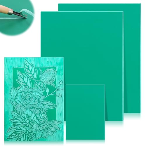 Nuyoah Gummistempel Schnitzblöcke Linoldruck Platte Set Stempelgummi...