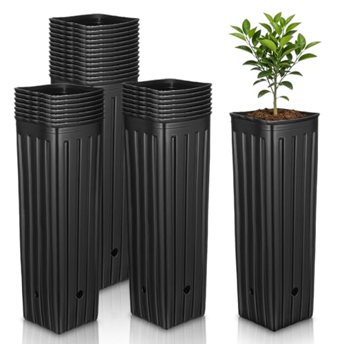 Yardwe Macetas para plántulas de árboles, 30 unidades, reutilizables, para viveros profundos, macetas altas y grandes para plántulas con agujeros de drenaje
