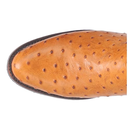 Dingo Mens Ranger Leather Embroidered Ostrich Print Round Toe Casual Boots Mid Calf - Brown4