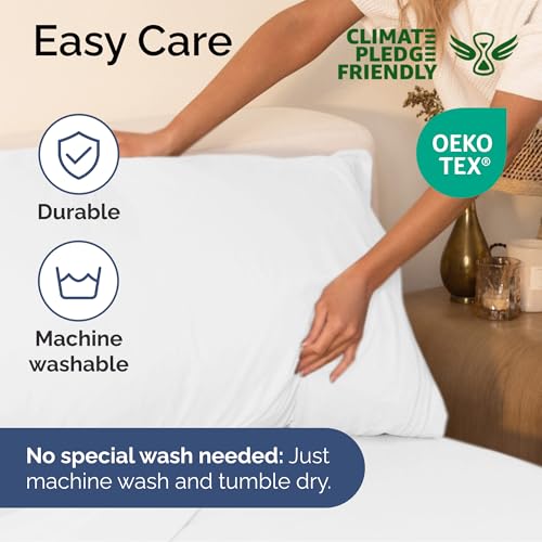 Image of Cal King Size 4 Piece Sheet Set - Soft & Cooling Bed Sheets - Bright White | Fits 8 Inch to 16 inch Mattress, Wrinkle Free & Fade Resistant with Deep Pockets, Breathable, Comfy Hotel Luxury Bedding