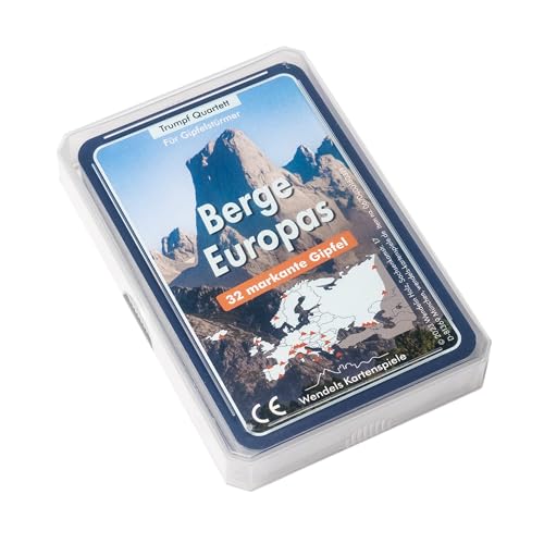 Wendels Kartenspiele Berge Europas Trumpf Quartett Spiel | Geschenk für Bergsteiger und Kletterer