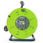 STATUS 4 Socket Cable Reel, 50m, Outdoor Garden Extension Lead, DIY