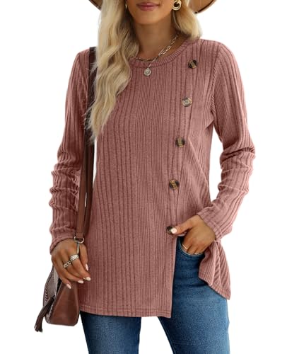 Image of XIEERDUO Long Sleeve Tops for Women Tunics Buttons Front Slit