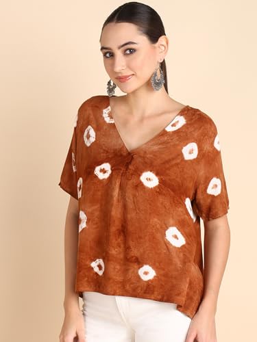 Image of Maaesa Hand Dyed Half Sleeves Rayon Top