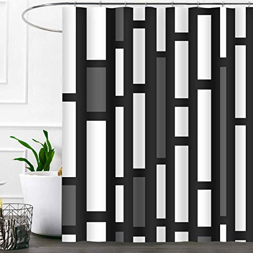 Sddser Abstract Geometry Shower Curtain Black And White Simple Pattern Curtain For Teen Boy Girls, 72 X72 In Bathtub Showers Washable Fabric With 12 Hooks Ylwysd6 #TOP4
