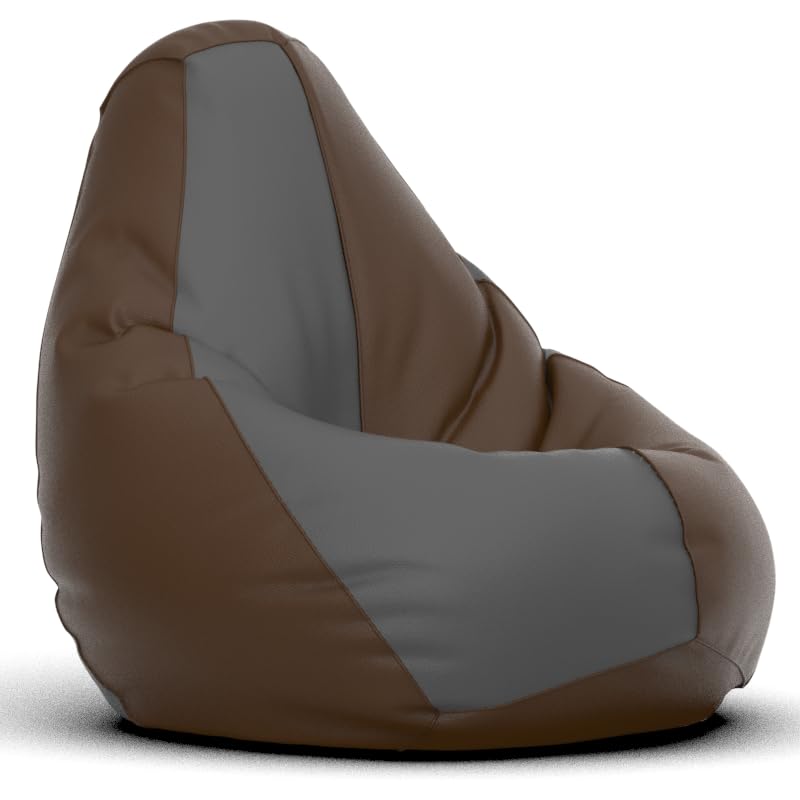 Image of Bean Bag Chair Cover | Size: 1XL | Color: Brown Dark-Grey | Without Beans | Premium Leatherette Cover (CMF 3468)
