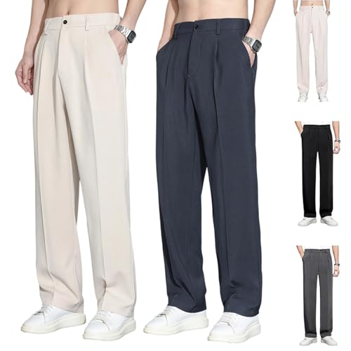Dualego Super Stretch Ice Silk Comfort Everyday Pants, Easemotions - Quick-Drying Casual Soft Slim Fit Breathable Trousers