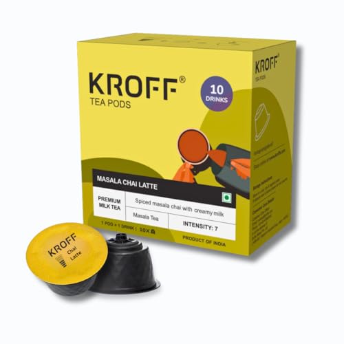 KROFF Masala Chai Latte Tea Pods | Dolce Gusto Compatible | Spiced Masala Tea Blend with Creamy Milk | 10 Pods Per Box