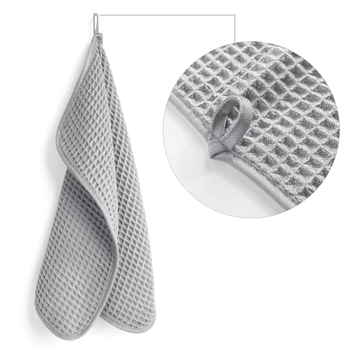Image of POLYTE 430 GSM Microfiber Lint Free Washcloth Face Towel, 13 x 13 in, 4 Pack (Waffle Weave)