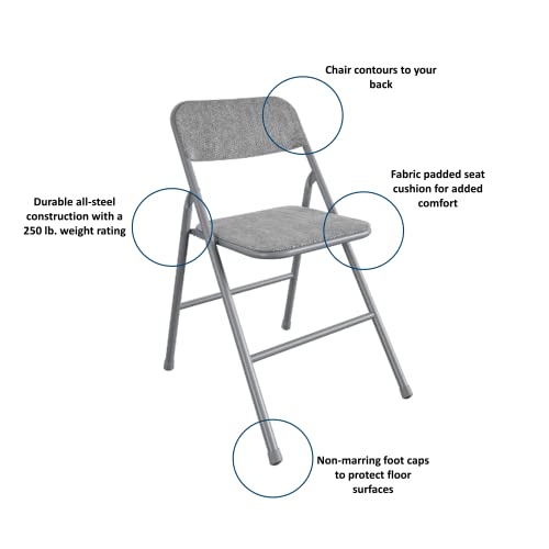 Image of CoscoProducts Premium 5-Piece Table & Chair Dining Set, with 34 inch Vinyl Top Card Table and 4 Fabric Padded Seat & Back Folding Chairs, Gray