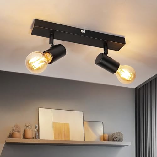 Dehobo Deckenstrahler E27 Schwarz - Deckenleuchte LED 2 Flammig,...