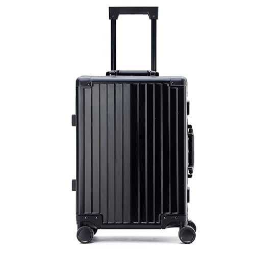 YYW Aluminum Carry-On Luggage Airline Approved Lightweight Suitcase with TSA Lock and Silent Wheels, Hardshell Spinner Business Travel (Black, 24in)