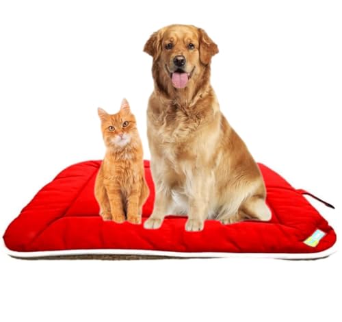 Image of Non-Slip Dog Mat for Pets - Waterproof, Soft & Durable Pet Bed Mat for Small, Medium & Large Dogs - Easy to Clean, Cozy Cushion for Dogs & Puppies (Red, S)